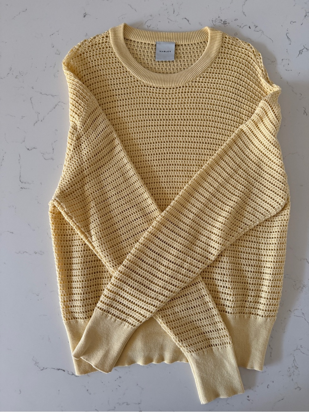 Varley Lightweight Yellow Open-Knit Sweater